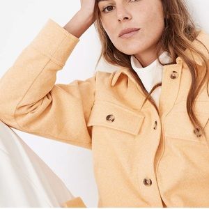Brushed Herringbone Knit Shirt Jacket Orange Small